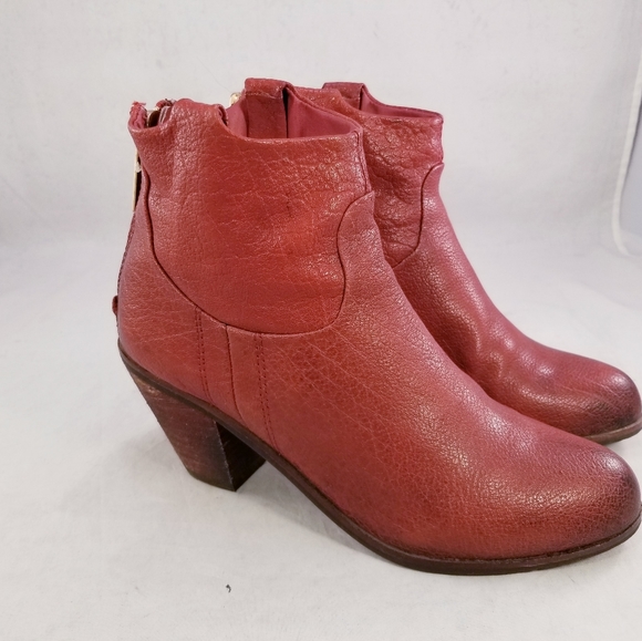 SAM EDELMAN WOMEN ANKLE BOOGS BACK ZIPPER RED LEATHER SIZE 6 M - Picture 10 of 10
